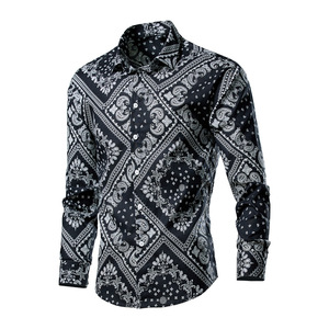 ChenYue camicia Casual Slim a maniche lunghe da <span class=keywords><strong>uomo</strong></span> con stampa floreale motivo floreale a <span class=keywords><strong>fiori</strong></span> per la primavera autunno taglie forti traspiranti - Product Image 1
