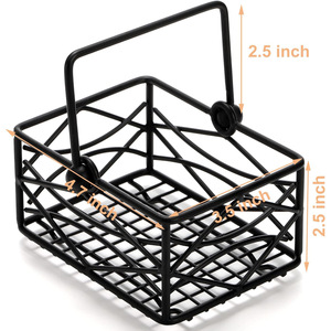 Desktop Sugar And Coffee Bag <b>Storage</b> <b>Basket</b> Wrought Iron Kitchen Organizer Rectangular Metal Wire Tea Bag Holder <b>Large</b> Capacity - Product Image 4