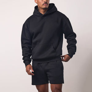 Sudadera con capucha de gimnasio de gran tamaño con logotipo personalizado para hombre, sudadera teñida Lisa transpirable con bolsillos para invierno - Product Image 1