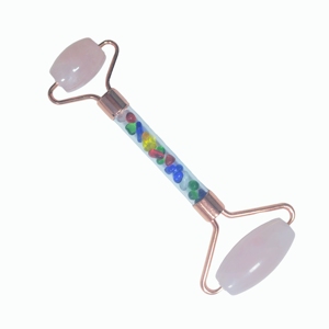 Rouleau de massage facial à double tête avec manche rempli de cristaux colorés, outil de soin de la peau - Product Image 2