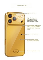 Coque de luxe en verre doré avec dos en carbone Corning, protection intégrale de l'appareil photo, sérigraphie, et coque magnétique en PC pour iPhone 17 Pro Max