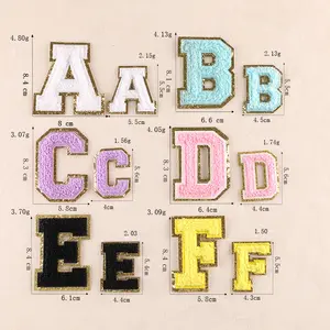 52 Pieces Chenille Letter Patches A-Z Iron on Patches Gold Glitter Border  Repair