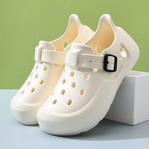 Sabots pour femmes, confortables et antidérapants, en EVA, à semelle épaisse et ajourée, avec bout couvert, pour l'été, rehaussant de 3 cm - Product Image 2