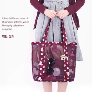 Sac fourre-tout en maille à fleurs bleues, grande capacité, résistant à l'eau, sac de voyage, sac à bandoulière pour la plage, sacs fourre-tout pour femmes - Product Image 3