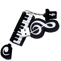 Cute Piano Keyboard PVC USB Flash Drive Musical Instrument Pendrive With Music Note Charm Custom Logo Souvenir Promotional Gift