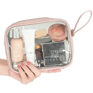 2020 New Custom Logo Kleine PU Transparente Make-up-Tasche Tasche Ziplock Clear Travel Cosmetic Bag