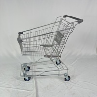 Carrito de Compras de Gran Capacidad Estilo Asiático, Carrito de Supermercado Metálico, Carrito de Mano con 4 Ruedas Giratorias