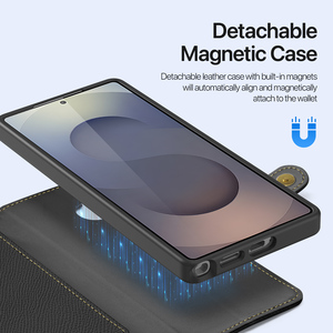 เคสโทรศัพท์หนังสำหรับใส่บัตร S25 Ultra พร้อมกระเป๋าแม่เหล็กแบบถอดได้ 2-in-1 และเคสโทรศัพท์แบบมีสายคล้องคอ S25 - Product Image 5