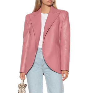 تصنيع مخصص أنيق بلون واحد طويل الأكمام سترة جلدية للنساء رسمية بدلات تحت الركبة مع قمم قصيرة - Product Image 6