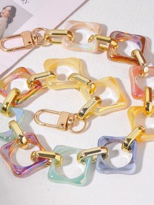 À la mode multicolore irisé acrylique chaîne ton or liens Durable polyvalent accessoire ceinture sac sac à main décoration élégant - Product Image 6