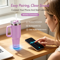 Tasse de voyage portable en acier inoxydable de 40oz de haute qualité rechargeable par USB avec poignée de gobelet à double paroi par sublimation