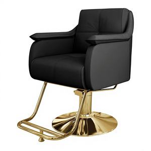 Modern <b>Barber</b> <b>Chair</b> Hydraulic Salon Styling <b>Chair</b> PU Leather 360 Degree Swivel Seat Black Gold Base for <b>Barber</b> Shop - Product Image 1