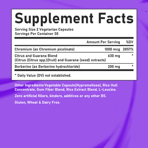 Cápsulas para el Metabolismo OEM ODM con Cromo, Berberina y Guaraná, Aumentan la Energía, Controlan los Antojos, Activan el Metabolismo - Product Image 2