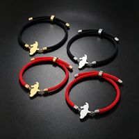 Simple Stainless Steel Glossy Martinique Outline Bracelet for Men and Women Fashionable Red and Black Rope Bracelet