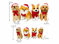 Ensemble de 4 figurines de chiens de Noël en résine peintes à la main, paire de chiens Corgi avec chapeau de Père Noël et écharpe, décoration de maison pour les fêtes
