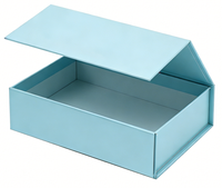 Boîte cadeau magnétique de luxe bleu clair avec doublure en satin, emballage rigide pliable pour cadeaux haut de gamme, personnalisable pour les entreprises