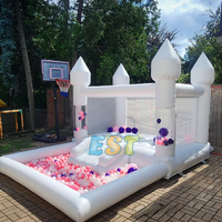 Maison gonflable de rebond de château plein d'entrain d'enfants blancs avec le grand château plein d'entrain de mariage commercial de PVC de fosse de boule pour des enfants