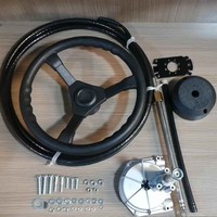 Kit universel de système de direction à turbine mécanique avec volant, câble de 4 m, déflecteur, commande de bateau, accessoires marins hors-bord