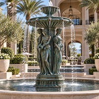 Fontaine sculpturale classique en bronze, finition antique laiton cuivre, élément aquatique personnalisé pour villa, cour, hôtel, place publique, jardin