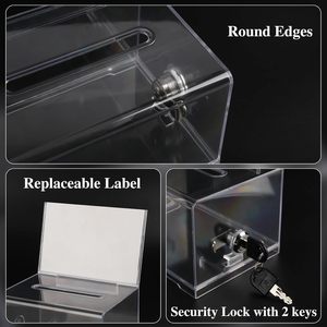 VOISEN Boîte à dons rectangulaire transparente avec serrure, urne de vote, porte-affiche, boîte à suggestions, boîte à faveurs pour collectes de fonds, écoles et conférences - Product Image 3