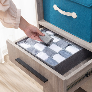 Beilian Drawer Underwear <b>Storage</b> Box Rectangle Foldable Lidless Compartmentalized Fabric Organizer for Wardrobe Dormitory Use - Product Image 4