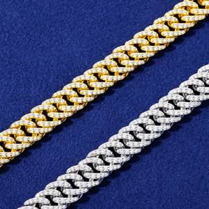 Bracciale Cuban Link Iced Out da 8mm in Argento Sterling <span class=keywords><strong>925</strong></span> Placcato Oro con Moissanite VVS, Gioielli Hip Hop da <span class=keywords><strong>Uomo</strong></span> con Certificato GRA - Product Image 3