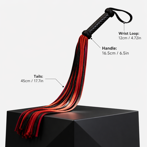 Fouet en cuir premium noir et rouge à 9 queues, fouet à main, entrepôt USA, vente en gros, artisanat du cuir, fouet d'entraînement professionnel - Product Image 3