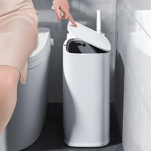 JOYBOS 14L gallone <span class=keywords><strong>bagno</strong></span> della famiglia sottile bidone della spazzatura con scopino da <span class=keywords><strong>bagno</strong></span> usa e getta di buona qualità bidone dei rifiuti bianchi - Product Image 2