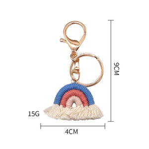 Cầu Vồng Mặt Dây Chuyền Làm Bằng Tay Sợi Bông Dệt Keychain Tua Túi Xe Quyến Rũ Trang Trí Macrame Dân Tộc Đầy Màu Sắc Cầu Vồng Móc Khóa - Product Image 2