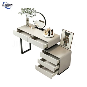 Jinruishengda Moderner Minimalistischer All-in-One Holz-Schminktisch Schlafzimmer Cremefarbener Schminktisch Influencer-Style Lackierter Schreibtisch - Product Image 3