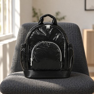 Glossy Puffy Nylon <b>Mini</b> <b>Backpack</b> Zipper 8 Pockets 7L Custom Logo Water Repellent Bookbag Fashion Casual Daily Travel Bag <b>Women</b> - Product Image 1