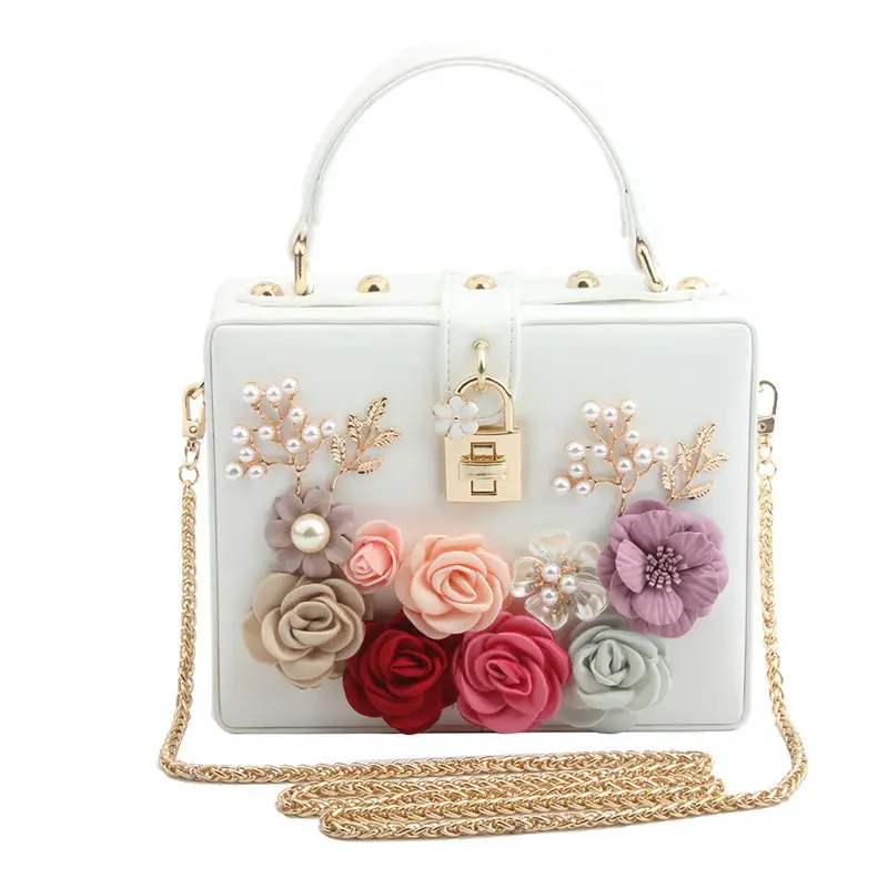 Luxury Handbags Women Diamond Shoulder Crossbody Bags Chains Evening Flaps Ladies Flower Box Lock Clutch Purse