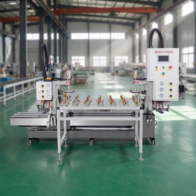 Double Head Glass Edge Chamfer Grinder Energy Saving Glass Corner Rounding Polisher  Sintered Stone Round Corner Machine