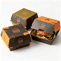 Boîte à hamburger en carton blanc biodégradable avec logo personnalisé, écologique, jetable, pour emporter, emballage pour restauration rapide