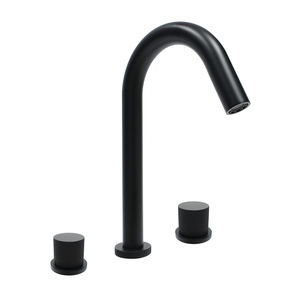 Rubinetto da bagno nero opaco 3 fori 2 maniglia rubinetto lavello di qualità commerciale facile da installare - Product Image 1