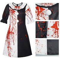 Costume de Clown Tueur Adulte pour Halloween, Tenue Effrayante Noire et Blanche, Combinaison et Masque pour Hommes et Femmes