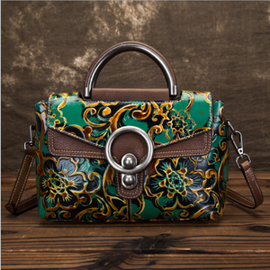 新工厂直销真皮复古名人风格女包立体浮雕单肩手提斜挎包 - Product Image 1