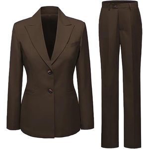 ZARKA KMF-4548 Ensemble pantalon et pull élégant pour femme, marron, respirant, coupe droite, longueur complète, en Spandex/Coton - Product Image 1