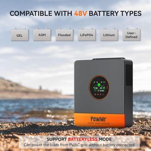 PowMr en Stock en EE. UU., Inversor <span class=keywords><strong>Solar</strong></span> Todo en Uno de Onda Sinusoidal Pura de 5.2KW 110/120Vac, Potencia Máxima de Entrada de PV de 6000W, Compatible con Funcionamiento en Paralelo - Product Image 5