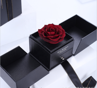 Préservé Réel Rose Fleur Roses Éternelles Double Porte Acrylique Bijoux Rose Cadeaux Boîte Saint Valentin Fête Des Mères Cadeaux 2024
