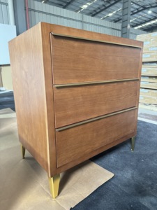 <span class=keywords><strong>Commode</strong></span> de luxe Ferly en chêne massif avec 3 tiroirs, mobilier moderne en acier inoxydable pour la maison, le bureau, le salon et la chambre à coucher - Product Image 1