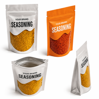 Sachets personnalisés imprimés pour assaisonnements avec fenêtre, refermables à fermeture éclair, pour poudres alimentaires et épices, vente en gros