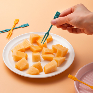 Masthome جديد وصول شعار مخصص الغذاء الصف البلاستيك في الهواء الطلق السفر الفاكهة الحلوى مصغرة الشوك مع أنبوب - Product Image 6