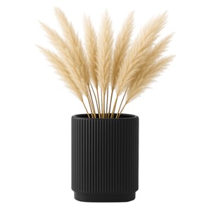 Vaso in ceramica moderno a coste, elegante vaso decorativo per soggiorno, decorazione per la casa, decorazione per camera da letto - Product Image 2