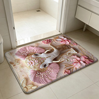 Tapis de bain éléphant rose doré ultra absorbant antidérapant, motif floral, écologique, séchage rapide, tapis absorbant l'eau, style luxe pour maison et hôtel