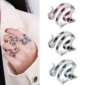 Irregular Snake Drop <b>Glue</b> Open Ring HighGrade Sense Cold Style Index Finger <b>Jewelry</b> Enamel Serpent Wrap Band Trendy Cool Girl - Product Image 6