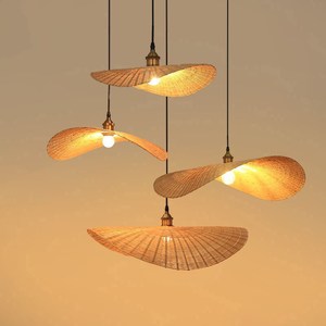 Creative Irregular Pendant <b>Lights</b> 40 50 60 70 Cm Led Japanese Style Bamboo Woven Art Lighting For Living Room And <b>Dining</b> Room - Product Image 4