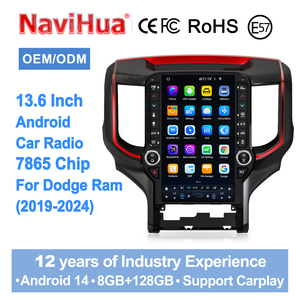 วิทยุติดรถยนต์ Navihua รุ่นอัปเกรด หน้าจอแนวตั้ง 13.6 นิ้ว ระบบแอนดรอยด์ มัลติมีเดีย รองรับ Carplay เครื่องเล่น DVD พร้อมระบบนำทาง GPS และ DSP สำหรับรถยนต์ Dodge Ram ปี 2019-2024 - Product Image 1