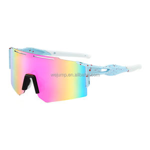 WEJUMP Lunettes de sport personnalisées pour l'extérieur, cyclisme, coupe-vent, lunettes de soleil anti-UV, verres rouges argentés roses et gris, lunettes de sécurité - Product Image 3