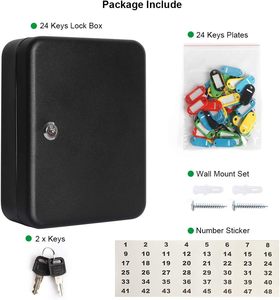 Đen Matt 24 Móc Chìa Khóa Treo Tường An Ninh Lưu Trữ Chính Hộp Khóa Tủ Chìa Khóa Với Nhãn Chìa Khóa - Product Image 6